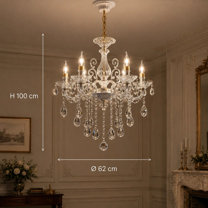 Candelabru SANSSOUCI 6xE14 Cristal si Metal – Design Clasic, Alb Argintiu - 01_CC220-6WH.png