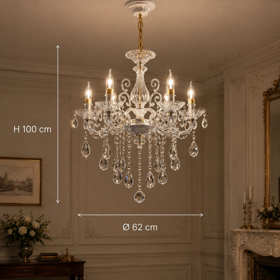 Candelabru SANSSOUCI 6xE14 Cristal si Metal – Design Clasic, Alb Argintiu - 01_CC220-6WH.png