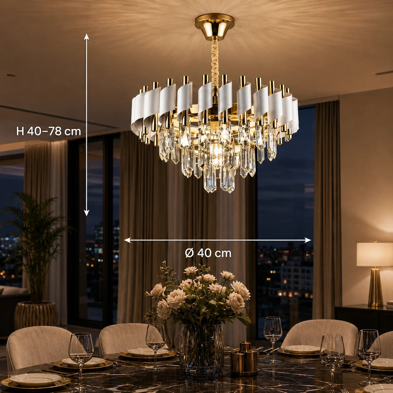 Candelabru Cristal VERSAILLES Nobile 5xE14, Diametru 40cm, Auriu Lucios si Alb - 01_CC900-400WH.png