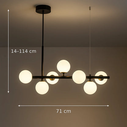 Lustra cu bec moderna LOFT Pavilion, 7x G9, Negru, Metal, Inaltime Reglabila - 01_LC800-7BK.png