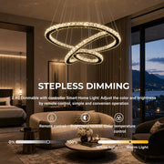 Lustra LED suspendata cu telecomanda si cristal PRISM LUMINIS 79W, 3 Cercuri, lumina Rece/Calda/Neutra, Dimabila, Crom, Inaltime Reglabila - 01_LT029.png