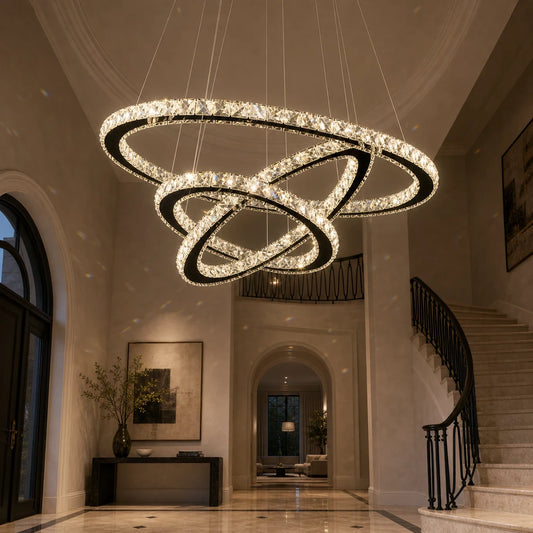 Lustra LED suspendata cu telecomanda si cristal PRISM LUMINIS 79W, 3 Cercuri, lumina Rece/Calda/Neutra, Dimabila, Crom, Inaltime Reglabila - 02_LT029.png