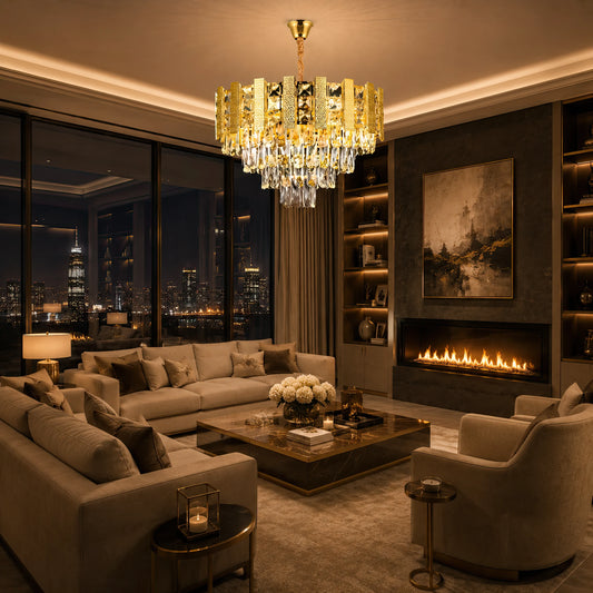 Candelabru Cristal PELES Petito 3xE14, Diametru 27cm, Auriu Lucios, Inaltime Reglabila - 03_CC8958 300GD.png