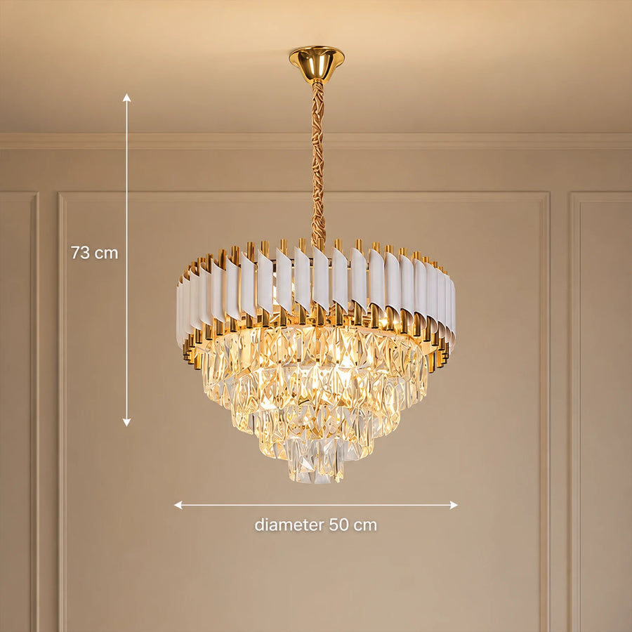 Candelabru Cristal VERSAILLES Eleganza 8x E14, Diametru 50cm, Auriu Lucios si Alb, Inaltime Reglabila - 06_CC900-500WH.png