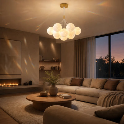 MODERNÝ luster, Kyvadlový typ, LOFT Bagliore, Globe, 7xG9, Nastaviteľná výška, Zlatý