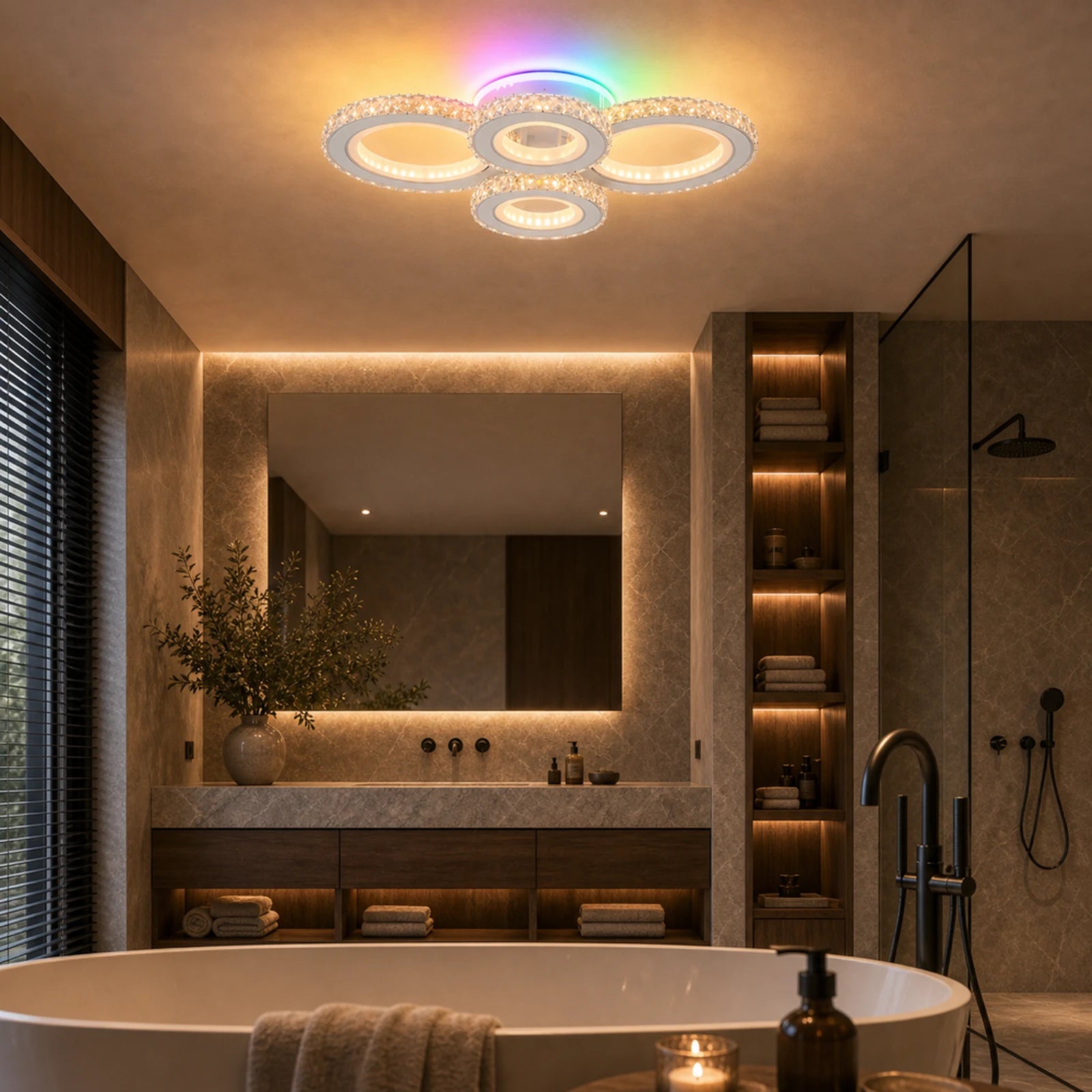 Lustra LED cu telecomanda si cristal NOVA ROTONDA RGB 82W, 4 Cercuri, lumina Rece/Calda/Neutra, Dimabila, Alb - 08_LT073-4WH.png