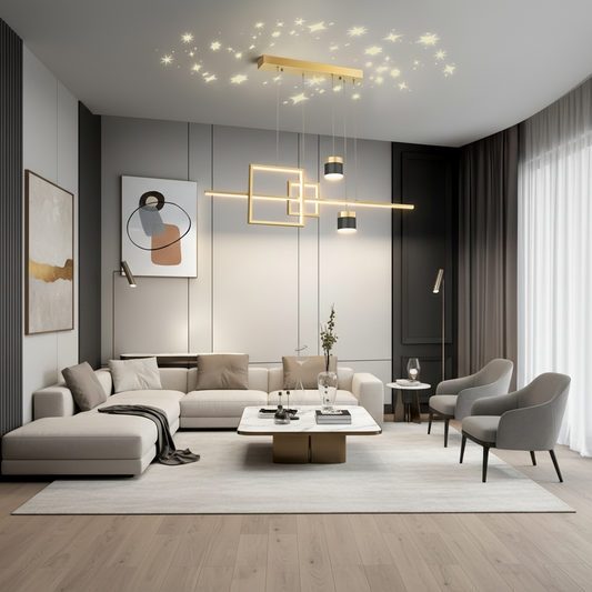 Lustra LED suspendata cu telecomanda DENISSE 81W, lumina Rece/Calda/Neutra, Dimabila, Auriu, Inaltime Reglabila, 2233/4GD Lustre LED cu Telecomanda Default Title Alessandro Design