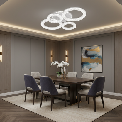 Lustră LED Linnea cu Telecomandă, 74W, 3000K/4000K/6000K, Dimabil, Alb, Cristale Lustre LED cu Telecomanda Default Title Alessandro Design
