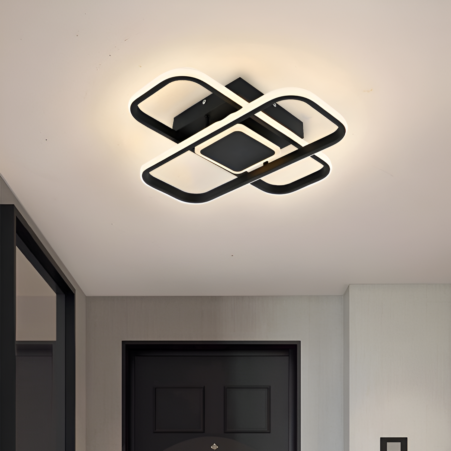 Lustra LED cu telecomanda VECTOR QUAD 52W, lumina Rece/Calda/Neutra, Dimabila, Negru Lustre LED cu Telecomanda Default Title Alessandro Design