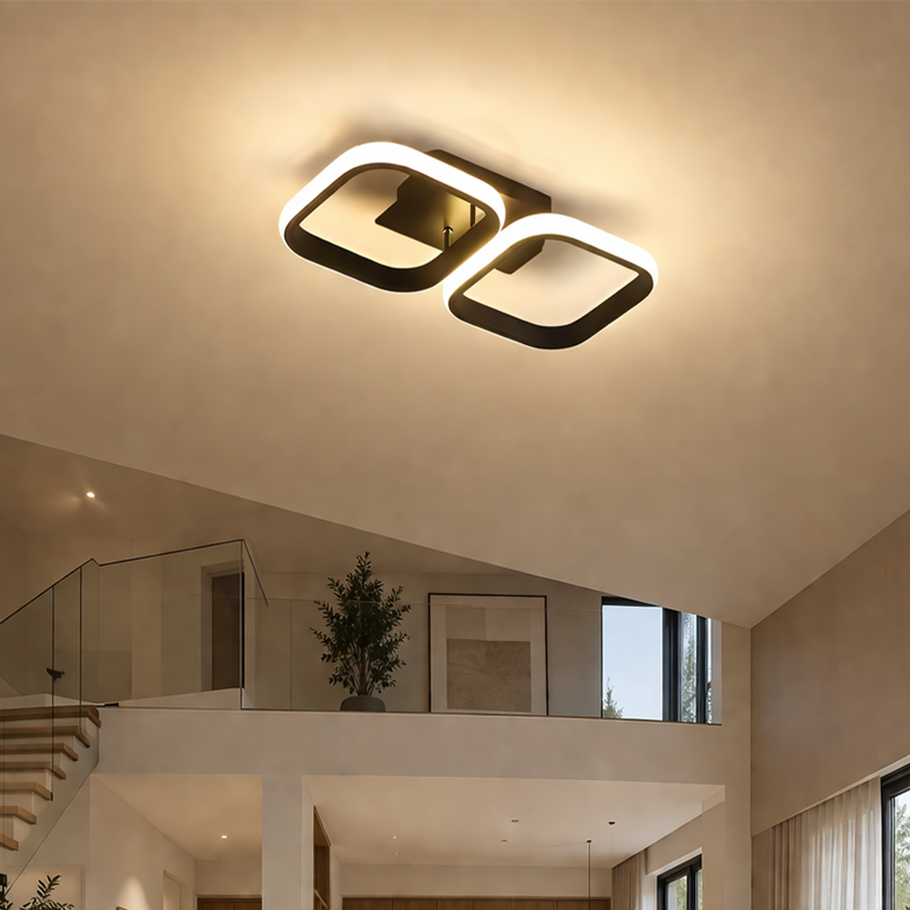 Lustra LED VERTEX 21W, 2 Patrate, Liniara, lumina Rece/Calda/Neutra, Neagra Lustre LED Default Title Alessandro Design