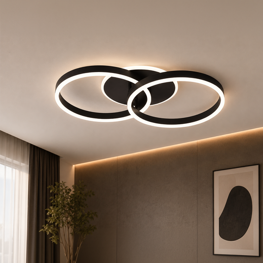 Lustra LED cu telecomanda RIGA LILITH 34W, 2 Cercuri, lumina Rece/Calda/Neutra, Dimabila, Negru Lustre LED cu Telecomanda Default Title Alessandro Design
