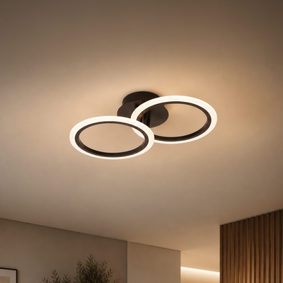 LED luster s diaľkovým ovládaním BETTY 27W, 2 kruhy, studené/teplé/neutrálne svetlo, stmievateľné, čierny