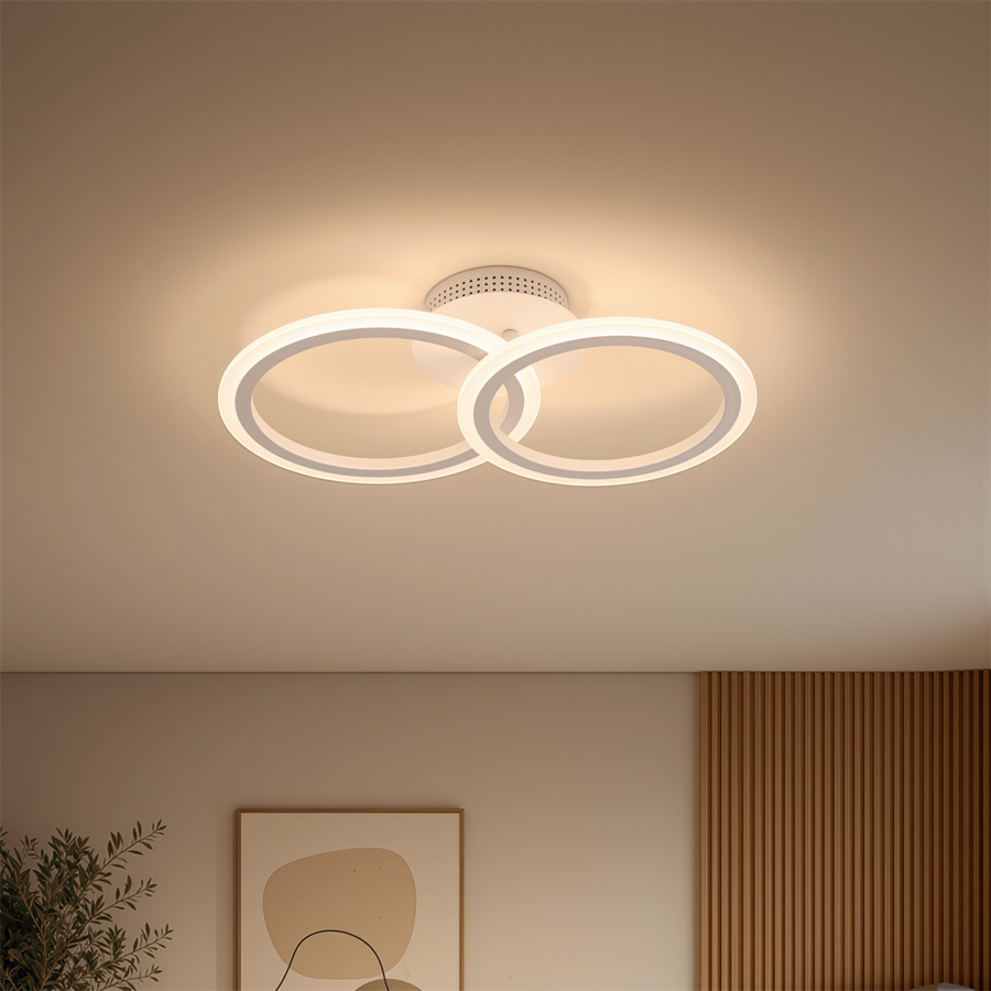 Lustra LED cu telecomanda BETTY 27W, 2 Cercuri, lumina Rece/Calda/Neutra, Dimabila, Alb Lustre LED cu Telecomanda Default Title Alessandro Design