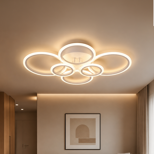Lustra LED cu telecomanda BETTY 82W, 6 Cercuri, lumina Rece/Calda/Neutra, Dimabila, Alb Lustre LED cu Telecomanda Default Title Alessandro Design