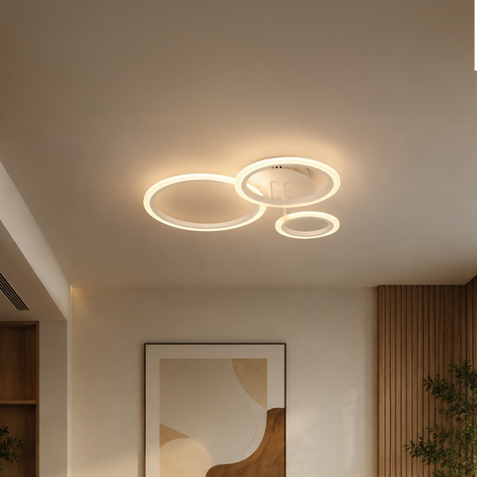 Lustra LED cu telecomanda BETTY 40W, 3 Cercuri, lumina Rece/Calda/Neutra, Dimabila, Alb, Metal si Acril Lustre LED cu Telecomanda Default Title Alessandro Design
