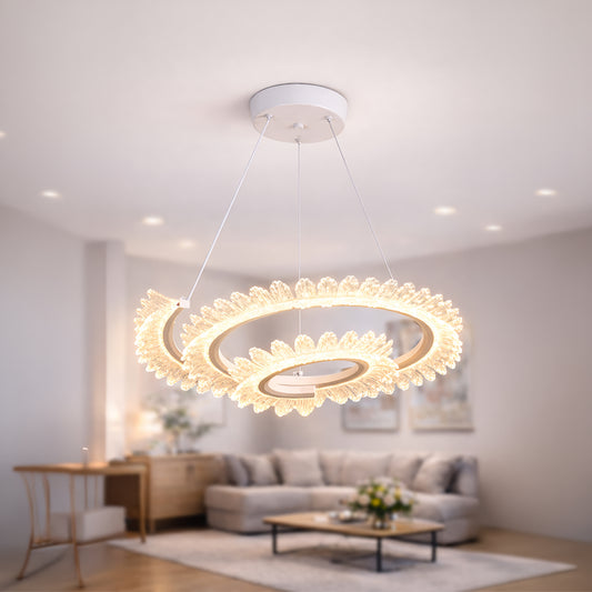 Lustra LED cu Telecomanda LT188WH, Cristal si Metal, 40W, Dimabila, Inaltime Reglabila, Lumina Rece/Calda/Neutra, Iluminat Luxos Lustre LED cu Telecomanda Default Title Alessandro Design