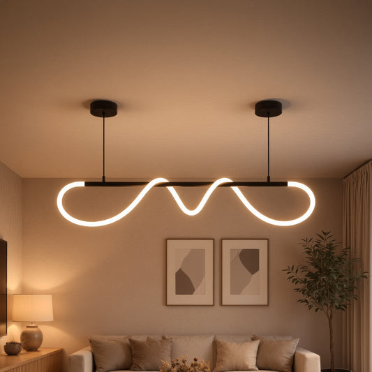 Lustra LED DIVINO cu Tub Silicon Flexibil – 24W, Lumina Reglabila, Negru Mat Lustre Moderne Default Title Alessandro Design