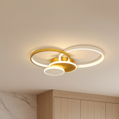LED luster s diaľkovým ovládaním KILLIAN 80W, 4 kruhy, studené/teplé/neutrálne svetlo, stmievateľné, zlaté