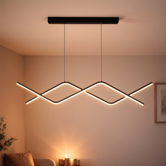 Lustra LED suspendata cu telecomanda ZIGZAG 27W, lumina Rece/Calda/Neutra, Dimabila, Negru, Inaltime Reglabila Lustre LED cu Telecomanda Default Title Alessandro Design