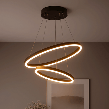 Lustra LED suspendata cu Telecomanda CASIANA 40W, 2 Cercuri, Lumina Rece/Calda/Neutra 3000K/4000K/6000K, Dimabila, Negru, Inaltime Reglabila, Metal si Acril Lustre LED cu Telecomanda Default Title Alessandro Design