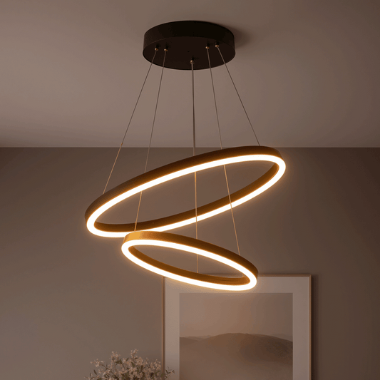 Lustra LED suspendata cu Telecomanda CASIANA 40W, 2 Cercuri, Lumina Rece/Calda/Neutra 3000K/4000K/6000K, Dimabila, Negru, Inaltime Reglabila, Metal si Acril Lustre LED cu Telecomanda Default Title Alessandro Design