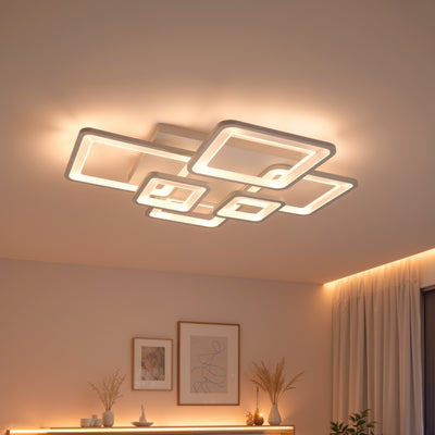 LED luster s diaľkovým ovládaním ELLA 119W, 6 štvorcových, studené/teplé/neutrálne svetlo, stmievateľné, biela