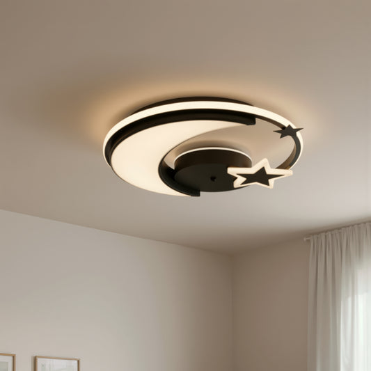 Lustra LED cu telecomanda ALYONA 44W, Luna si Stea, lumina Rece/Calda/Neutra, Dimabila, Negru Lustre LED cu Telecomanda Default Title Alessandro Design