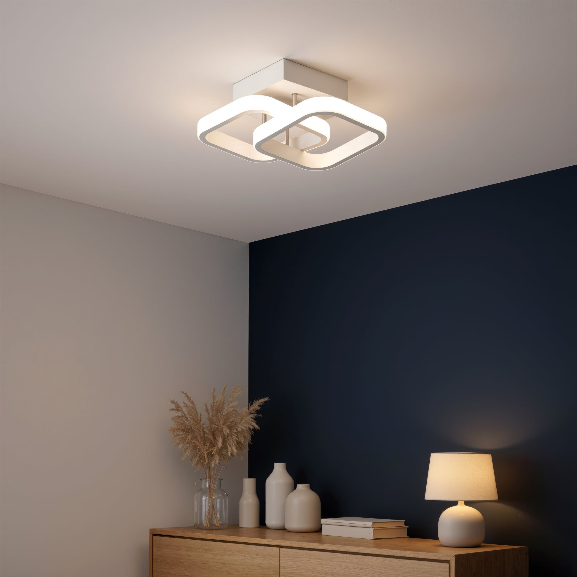 VERTEX Matrix LED luster, prekrývajúce sa diamanty, kovové rámy, 24W, 2 diamanty, studené/teplé/neutrálne svetlo 3000K/4000K/6000K, biele LED lustre Predvolený názov Alessandro Design