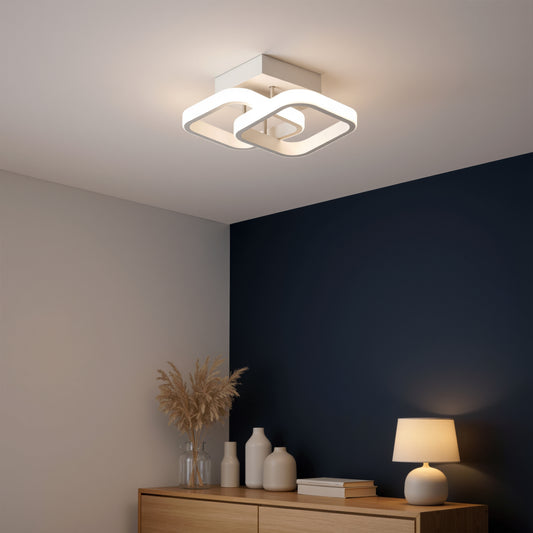VERTEX Matrix LED luster, prekrývajúce sa diamanty, kovové rámy, 24W, 2 diamanty, studené/teplé/neutrálne svetlo 3000K/4000K/6000K, biele LED lustre Predvolený názov Alessandro Design