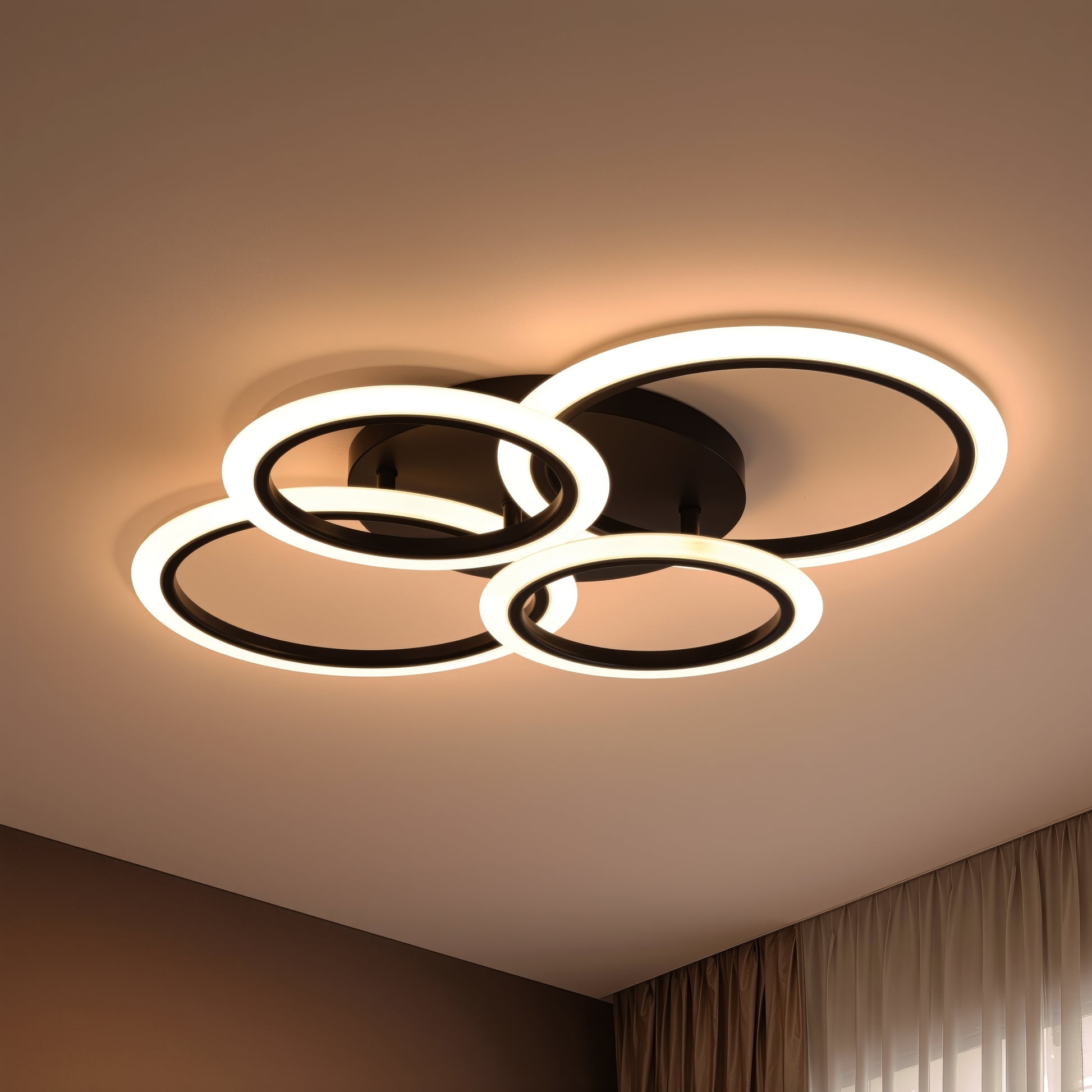 Lustra LED cu telecomanda BETTY 43W, 4 Cercuri, lumina Rece/Calda/Neutra, Dimabila, Negru Lustre LED cu Telecomanda Default Title Alessandro Design