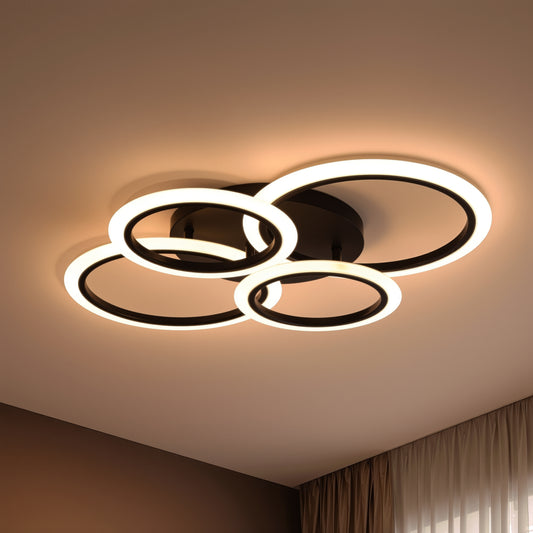 Lustra LED cu telecomanda BETTY 43W, 4 Cercuri, lumina Rece/Calda/Neutra, Dimabila, Negru Lustre LED cu Telecomanda Default Title Alessandro Design