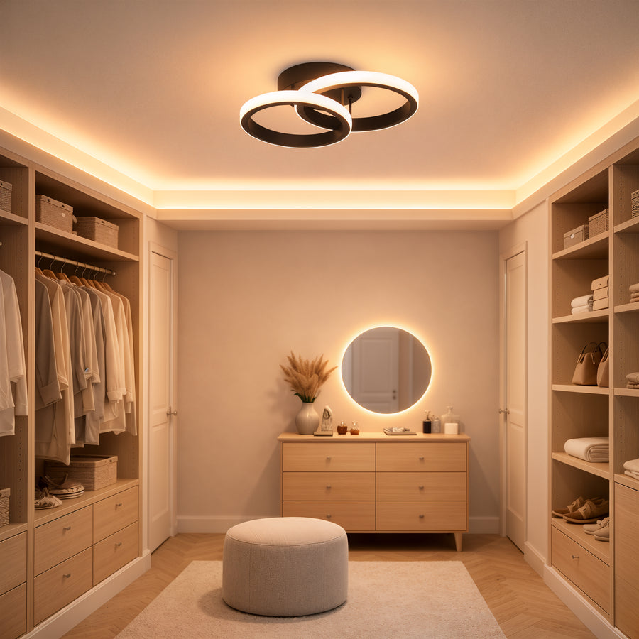 Lustra LED VERTEX CIRCULA 21W, 2 Cercuri, Rame Metalice, lLumina Rece/Calda/Neutra 3000K/4000K/6000K, Negru, Metal Lustre LED Default Title Alessandro Design