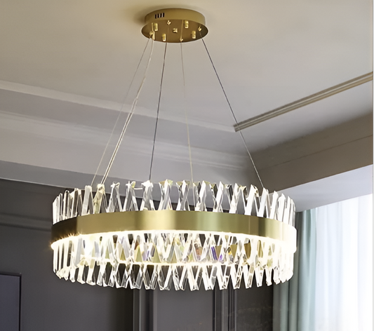 Candelabru LED CASERTA Magno cu Telecomandă, 68W, Dimabil, 3000K/4000K/6000K,Diametru 60cm, Auriu Candelabre Cristal Default Title Alessandro Design