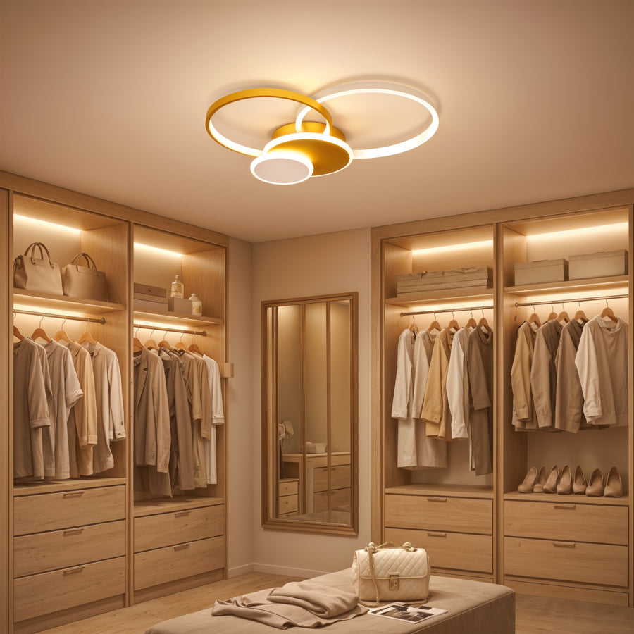 Lustra LED cu telecomanda KILLIAN 80W, 4 Cercuri, lumina Rece/Calda/Neutra, Dimabila, Auriu Lustre LED cu Telecomanda Default Title Alessandro Design