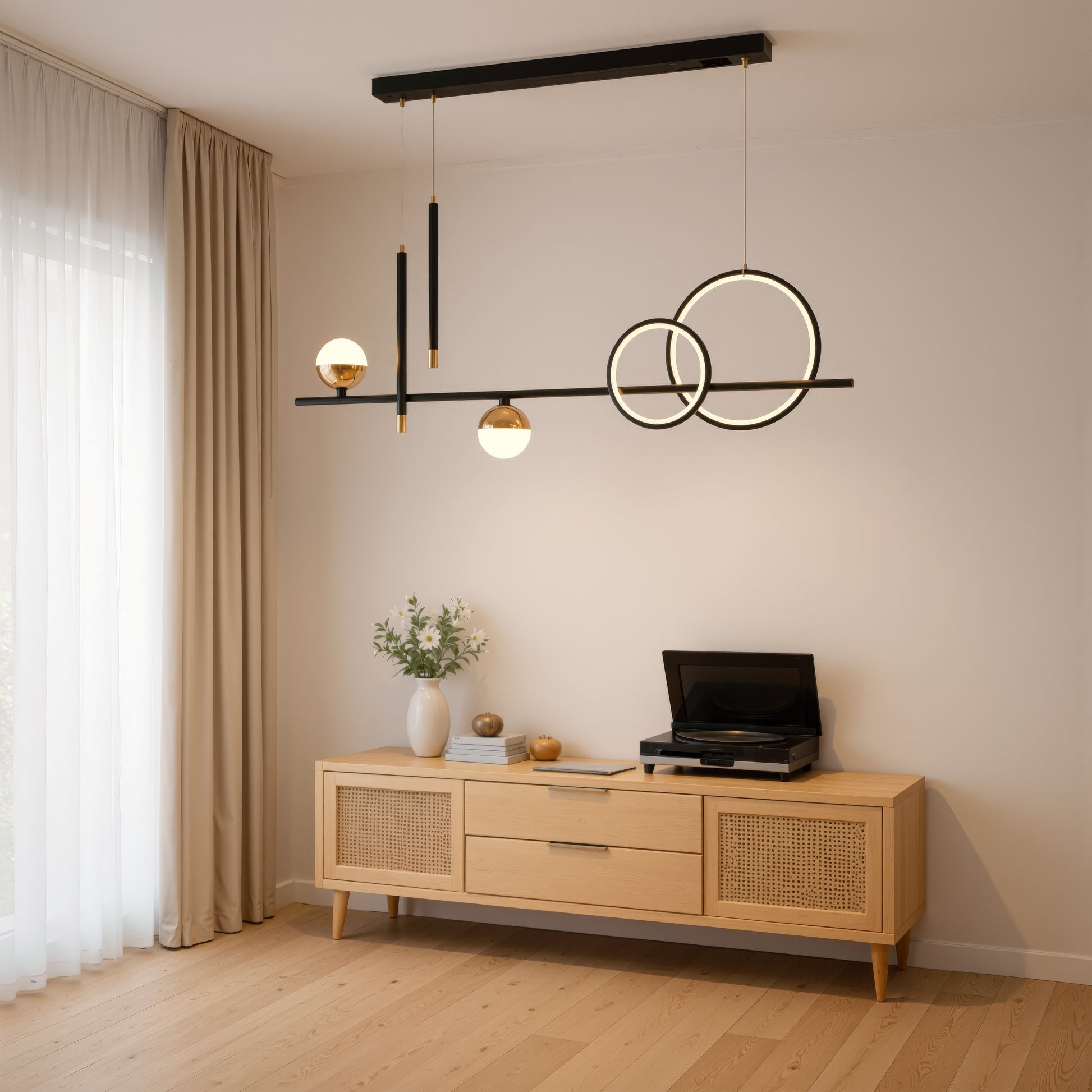 Lustra LED suspendata cu telecomanda DAMARA 44W, lumina Rece/Calda/Neutra, Dimabila, Negru, Inaltime Reglabila Lustre LED cu Telecomanda Default Title Alessandro Design