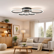 Lustra LED cu telecomanda BETTY 82W, 6 Cercuri, lumina Rece/Calda/Neutra, Dimabila, Negru Lustre LED cu Telecomanda Default Title Alessandro Design