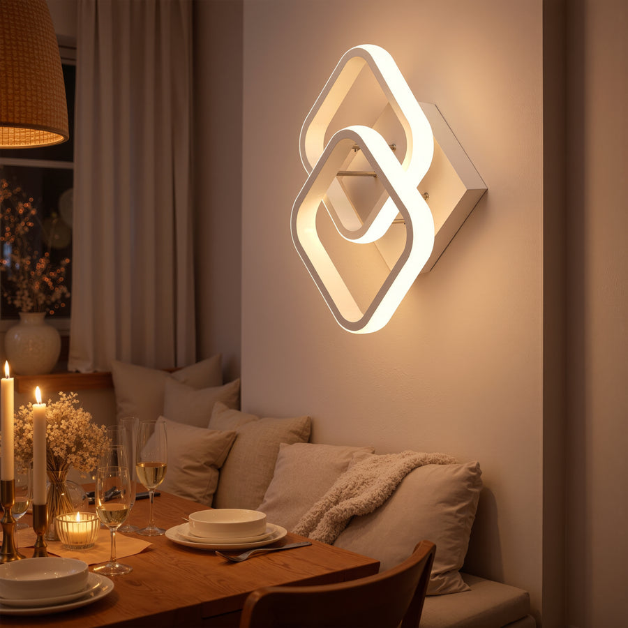 VERTEX Matrix LED luster, prekrývajúce sa diamanty, kovové rámy, 24W, 2 diamanty, studené/teplé/neutrálne svetlo 3000K/4000K/6000K, biele LED lustre Predvolený názov Alessandro Design