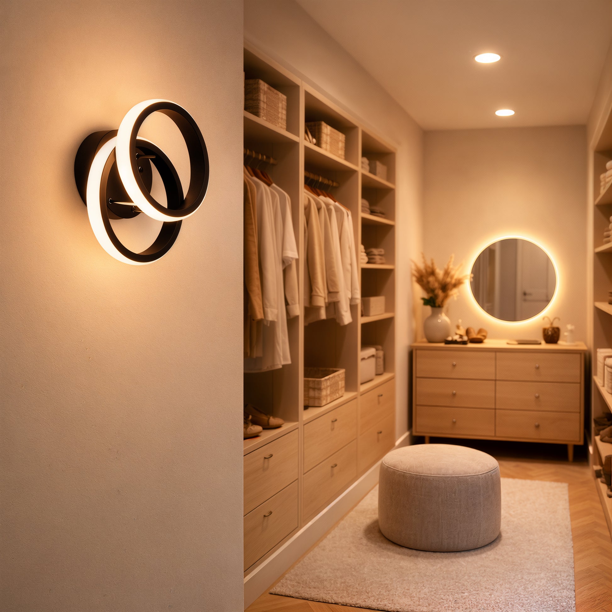 Lustra LED VERTEX CIRCULA 21W, 2 Cercuri, Rame Metalice, lLumina Rece/Calda/Neutra 3000K/4000K/6000K, Negru, Metal Lustre LED Default Title Alessandro Design