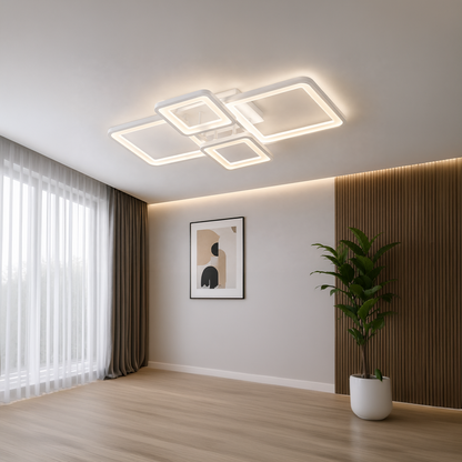 Lustra LED cu telecomanda ELLA 67W, 4 Patrate, lumina Rece/Calda/Neutra, Dimabila, Alb Lustre LED cu Telecomanda Default Title Alessandro Design