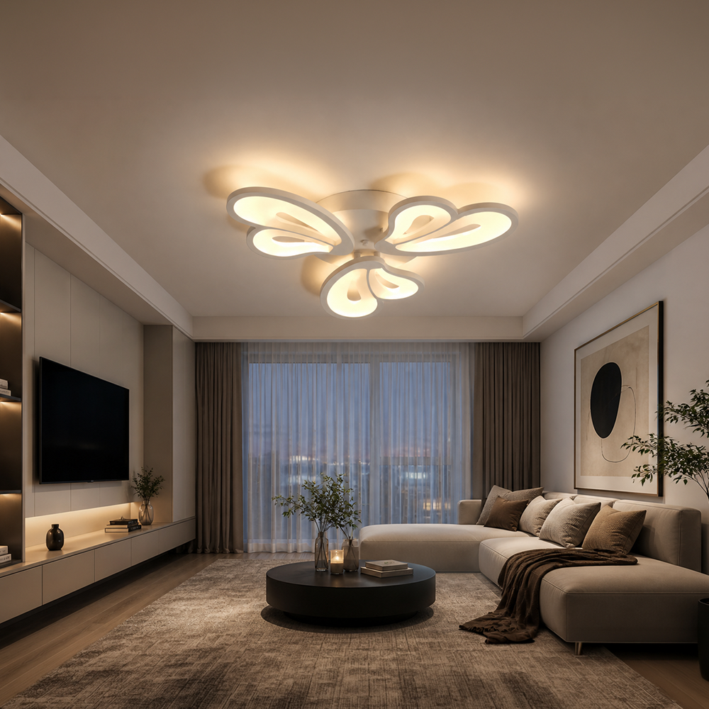 Lustra LED cu telecomanda BLOSSOM 40W, 3 Petale, lumina Rece/Calda/Neutra, Dimabila, Alb Lustre LED cu Telecomanda Default Title Alessandro Design