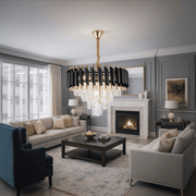 Candelabru Cristal VERSAILLES Nobile 5xE14, Diametru 40cm, Auriu Lucios si Negru Candelabre Cristal Default Title Alessandro Design
