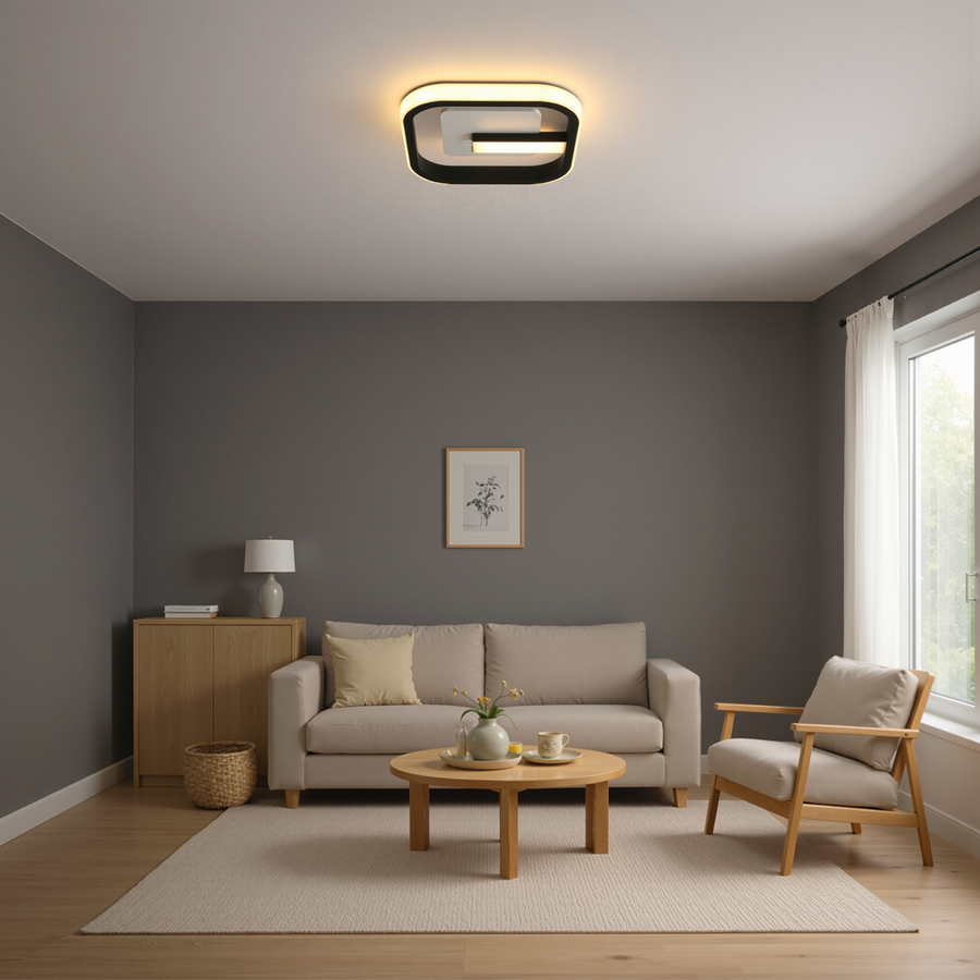Lustra LED VICTORIA 19W, Patrata, lumina Rece/Calda/Neutra, Negru, Alb Lustra LED Default Title Alessandro Design