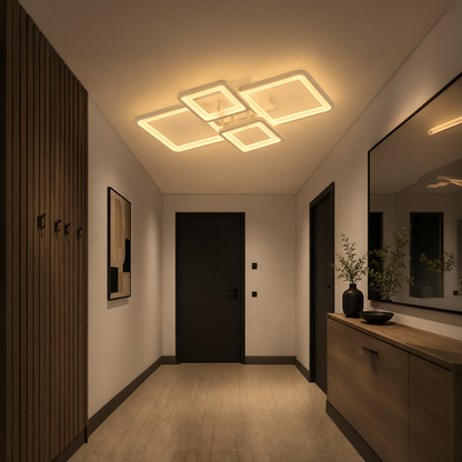 Lustra LED cu telecomanda ELLA 67W, 4 Patrate, lumina Rece/Calda/Neutra, Dimabila, Alb Lustre LED cu Telecomanda Default Title Alessandro Design