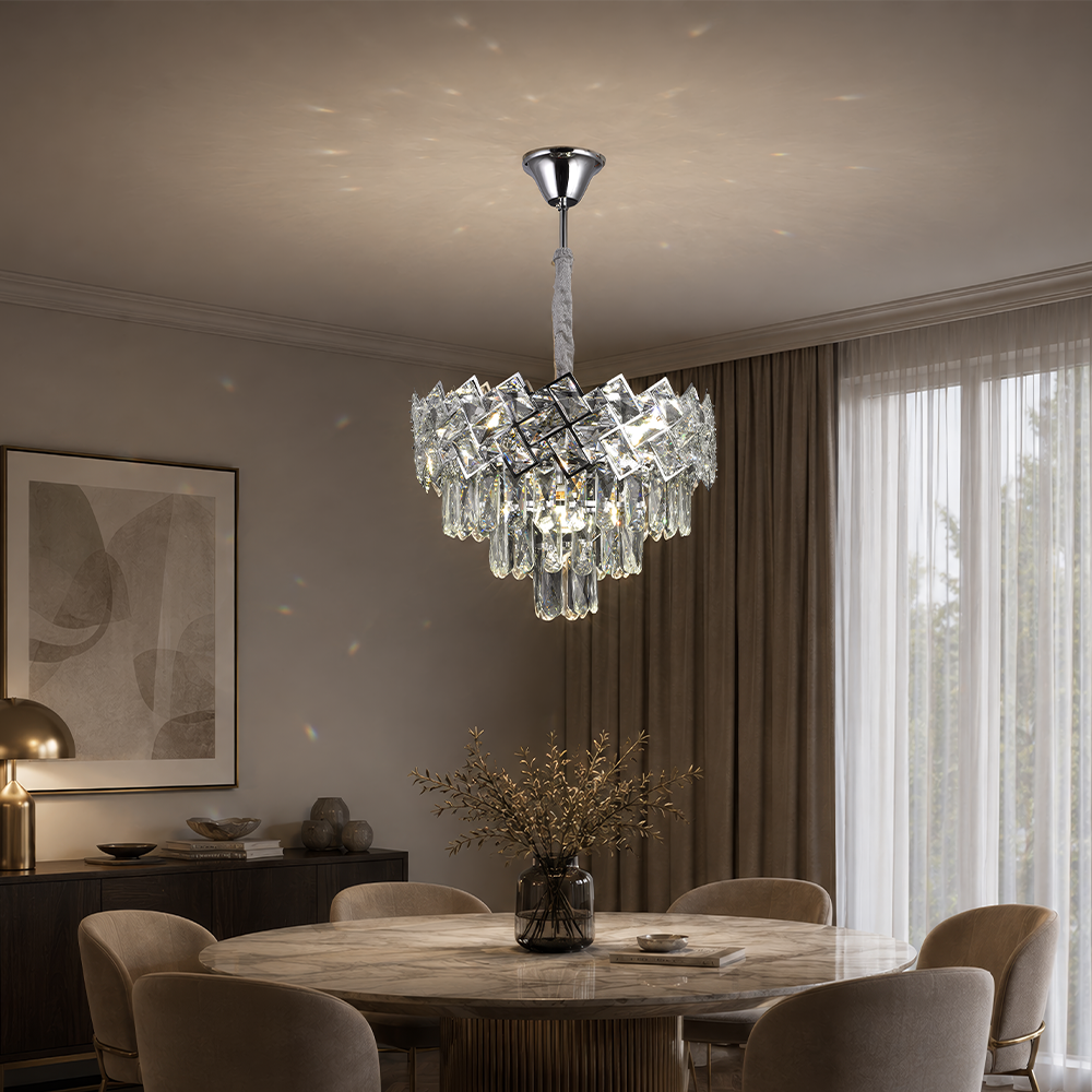 Candelabru Cristal WINDSOR Nobile 5xE14, Diametru 39cm, Crom Lucios, Inaltime Reglabila Candelabre Cristal Default Title Alessandro Design