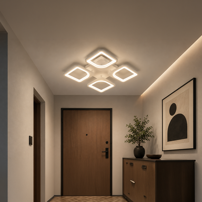 Lustra LED cu telecomanda ZOE 53W, 4 Patrate, lumina Rece/Calda/Neutra, Dimabila, Alb Lustre LED cu Telecomanda Default Title Alessandro Design