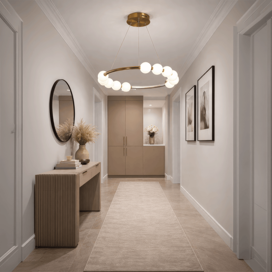Lustră Suspendată LED Acril Nova 57W cu Telecomandă, Dimabilă, 3000K/4000K/6000K, Auriu, Metal și Acril Lustre LED cu Telecomanda Default Title Alessandro Design