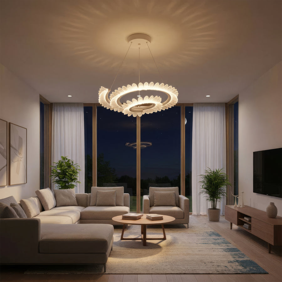 Lustra LED cu Telecomanda LT188WH, Cristal si Metal, 40W, Dimabila, Inaltime Reglabila, Lumina Rece/Calda/Neutra, Iluminat Luxos Lustre LED cu Telecomanda Default Title Alessandro Design