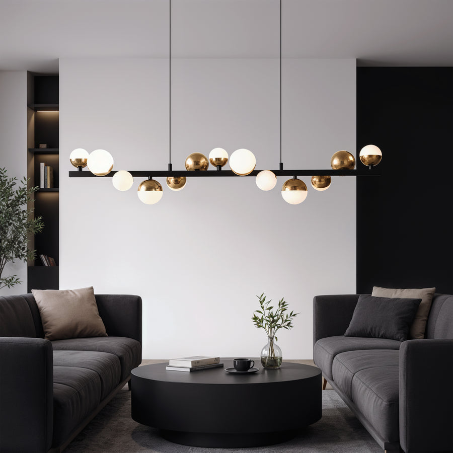 Lustră Suspendată LED Acril Aurion 29W cu Telecomandă, Dimabilă, Negru Auriu, Metal și Acril Lustre LED cu Telecomanda Default Title Alessandro Design