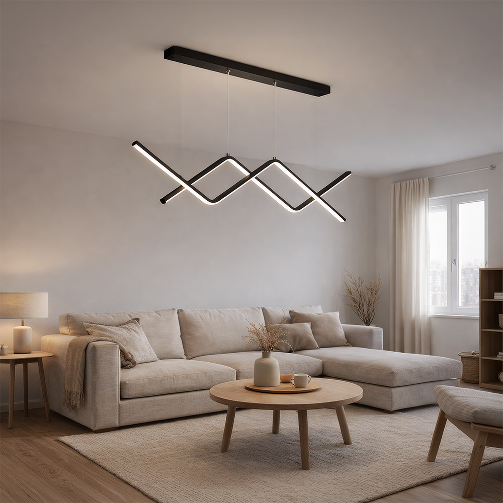 Lustra LED suspendata cu telecomanda ZIGZAG 27W, lumina Rece/Calda/Neutra, Dimabila, Negru, Inaltime Reglabila Lustre LED cu Telecomanda Default Title Alessandro Design