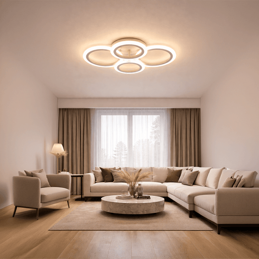 Lustra LED cu telecomanda BETTY 43W, 4 Cercuri, lumina Rece/Calda/Neutra, Dimabila, Alb Lustre LED cu Telecomanda Default Title Alessandro Design